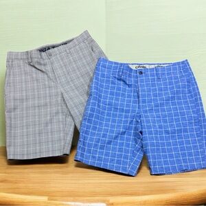 Men's Gray PGA and Blue Callaway Plaid Golf Shorts Bundle